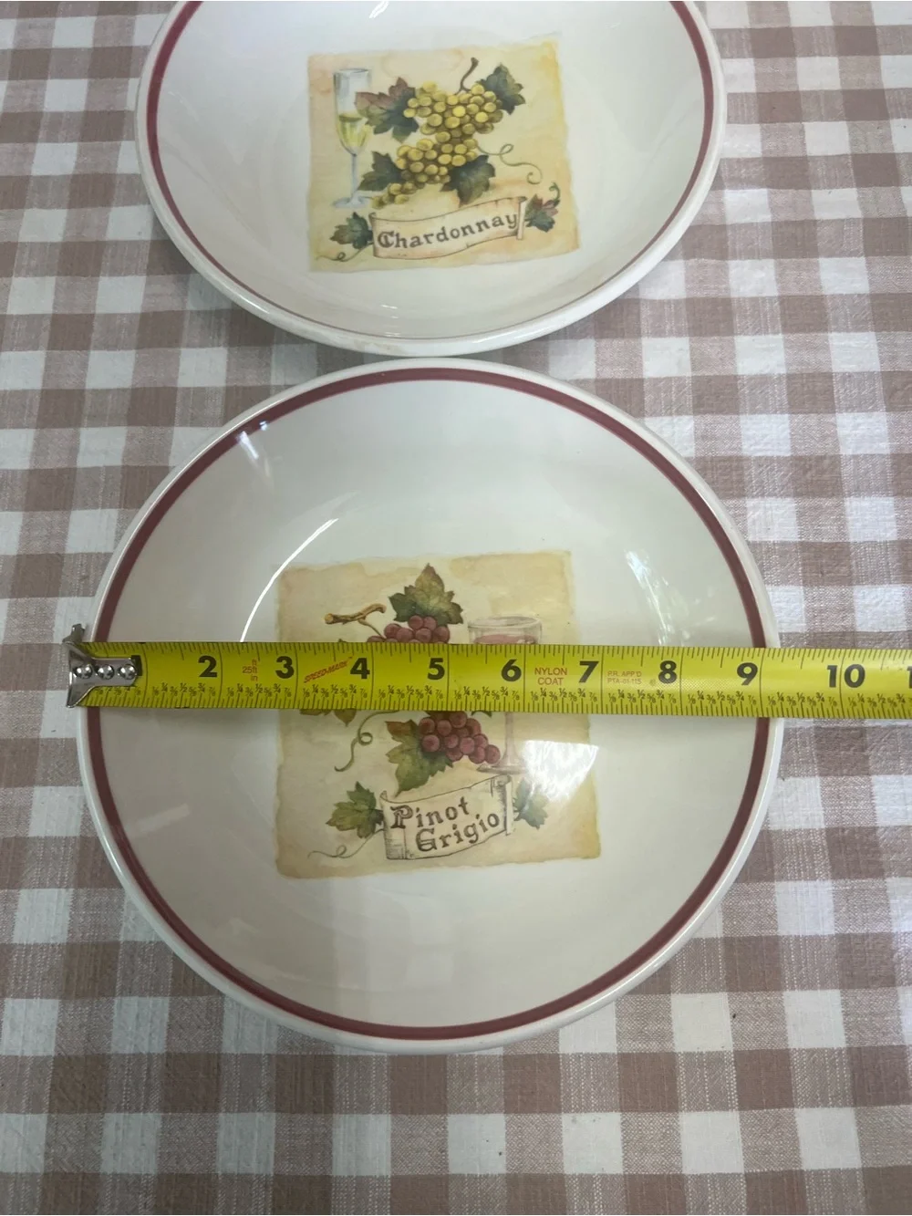 Vintage Italy pasta bowls Chardonnay & Pinot Grigio replacement over & back